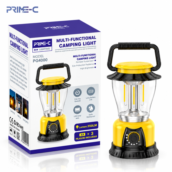 Farol LED Multifunción para Camping PRIME-C PG4000 – 350 lm, Portátil