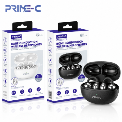 Auriculares Inalámbricos de Conducción Ósea PRIME-C PC6115 – Estuche de Carga, 6H – Negro
