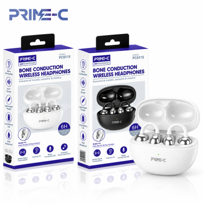 Auriculares Inalámbricos de Conducción Ósea PRIME-C PC6115 – Estuche de Carga, 6H – Blanco