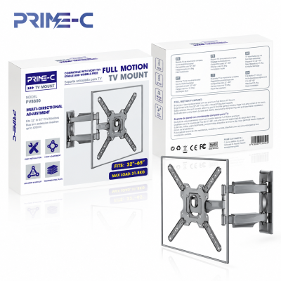 Soporte de Pared Articulado para TV PRIME-C PV8800 – 32" a 65", hasta 31,8 kg