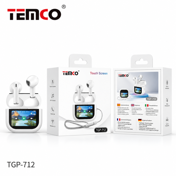 Auriculares Bluetooth TWS TGP-712 con Estuche de Carga y Pantalla Táctil