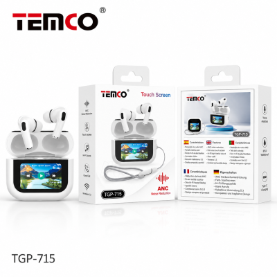 Auriculares Bluetooth TWS TGP-715 con ANC y Estuche con Pantalla Táctil