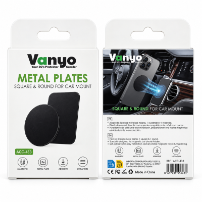 Pack 2 Placas Metálicas para Soporte Magnético VANYO ACC-433 – Redonda y Cuadrada