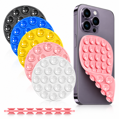 Soporte de Ventosas para Móvil – Adhesivo Trasero de Silicona, Reutilizable y Multicolor