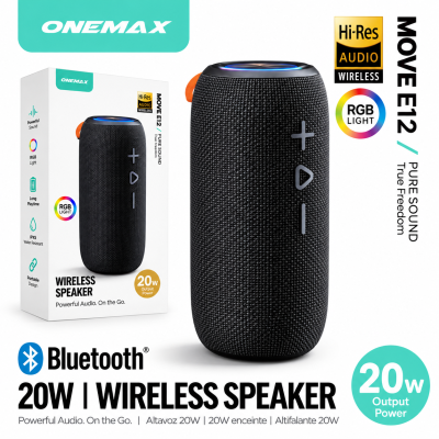 Altavoz Bluetooth Portátil MOVE E12 – 20W, Luz RGB, Resistente al Agua IPX5