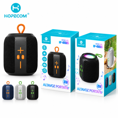 Altavoz Bluetooth Portátil HOPECOM con Luz RGB – Diseño Compacto y Correa de Transporte