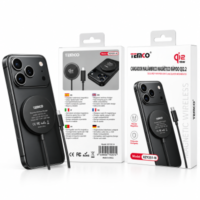 Cargador Inalámbrico Magnético XZY251-N – Qi2.2, Carga Rápida 15W, USB-C