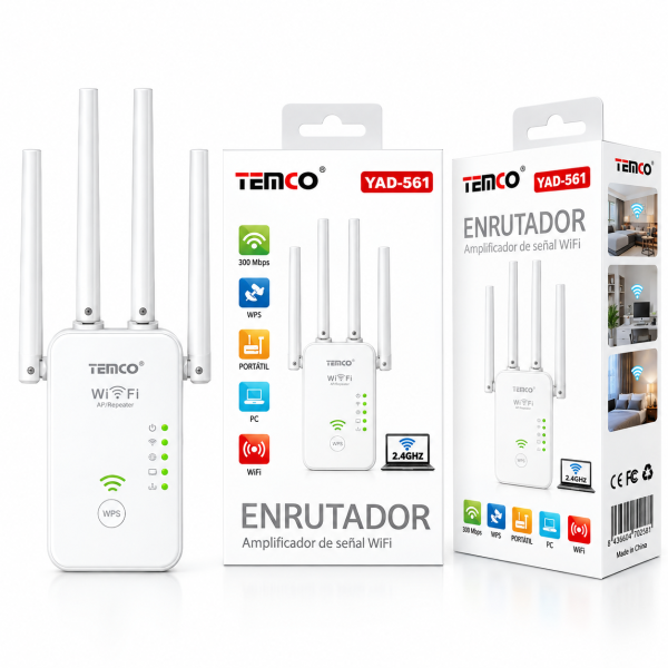 Repetidor WiFi YAD-561 – 300 Mbps, 2.4 GHz, WPS y 4 Antenas