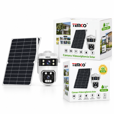 Cámara de Videovigilancia Solar YAD-563 – 4K, 4G SIM, Visión Nocturna y Detección de Movimiento