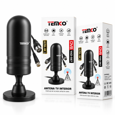 Antena TV Interior YAD-567 – DVB-T/T2, Ultra HD 4K, Amplificación de Señal y Gran Alcance
