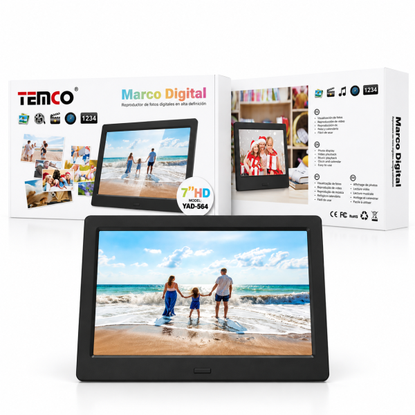 Marco Digital YAD-564 – Pantalla 7″ HD, Fotos, Vídeos, Música, Reloj y Calendario