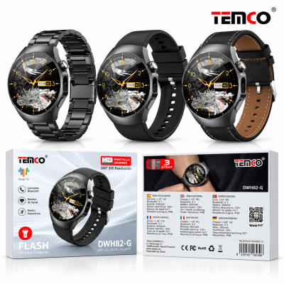 Reloj Inteligente DWH82-G – Pantalla HD 1,43″, Llamadas Bluetooth, IP68, Linterna y 3 Correas