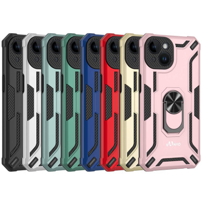 Estojo militar rígido à prova de choque com anel para iPhone 14 Plus