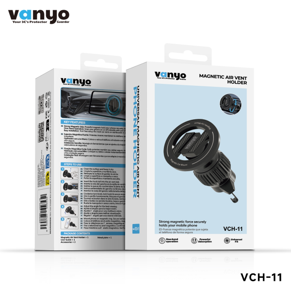 Soporte Magnético para Móvil de Coche VANYO VCH-11 – Rejilla de Ventilación, Compatible con MagSafe, Imán Potente
