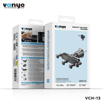 Soporte de Móvil para Coche VANYO VCH-13 – Sujeción por Gravedad, Rejilla de Ventilación, Protección de Silicona, Ajustable