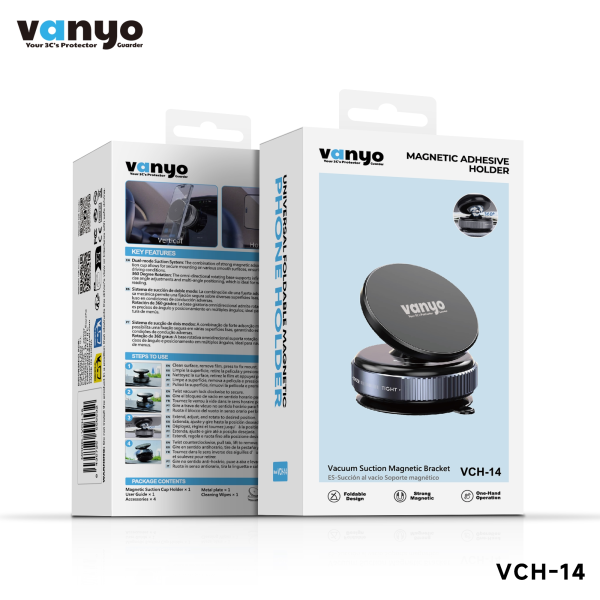 Soporte Magnético para Móvil VANYO VCH-14 – Ventosa de Vacío, Compatible con MagSafe, Rotación 360°, Plegable