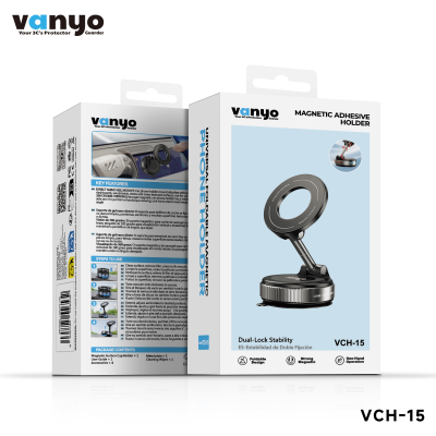Soporte Magnético para Móvil VANYO VCH-15 – Ventosa de Vacío con Gel Adhesivo, Compatible con MagSafe, Plegable, Ajustable 360°