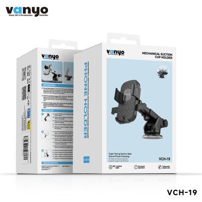 Soporte de Móvil para Coche VANYO VCH-19 – Ventosa de Succión Potente, Brazo Telescópico, Rotación 360°, Sujeción Ajustable