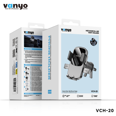 Soporte de Móvil para Coche VANYO VCH-20 – Rejilla de Ventilación, Pinza Antideslizante, Rotación 360°, Sujeción Ajustable