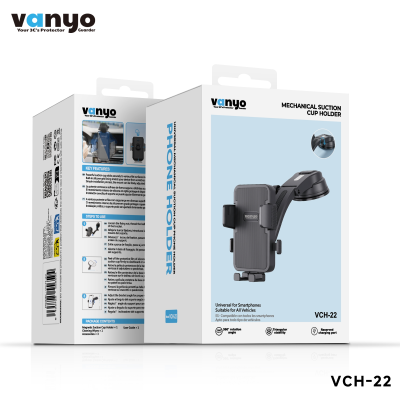Soporte de Móvil para Coche VANYO VCH-22 – Ventosa de Succión Potente, Rotación 360°, Pinza Ajustable y Sujeción Estable