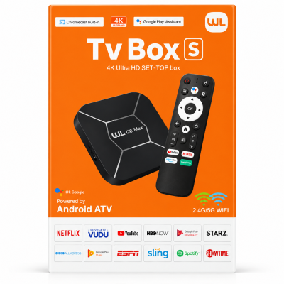 Smart TV Box Android ATV Q8 Max 4K Ultra HD – WiFi Dual Band 2.4G/5G, Chromecast Integrado, Google Assistant y Mando a Distancia