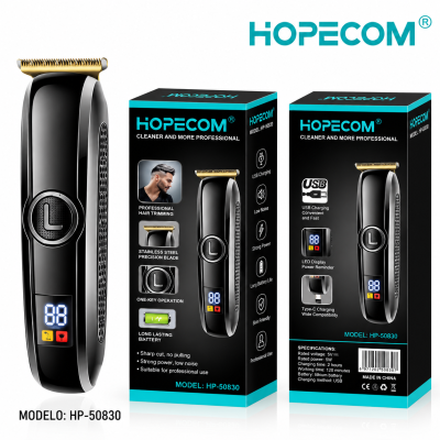 Máquina Cortapelos Profesional HOPECOM HP-50830 – Recortadora de Precisión, Cuchilla de Acero, Pantalla LED, Recargable USB-C