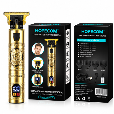Máquina Cortapelos Profesional HOPECOM HP-50770 – Recortadora de Precisión, Cuchilla de Acero, Pantalla LED, Carga USB