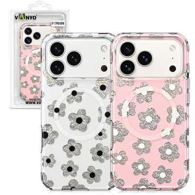 Funda para iPhone 18 Pro Max – Diseño Floral con Flores Brillantes, Compatible con MagSafe, Protección Antigolpes