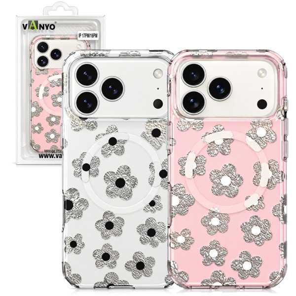 Funda para iPhone 17 Pro – Diseño Floral con Flores Brillantes, Compatible con MagSafe, Protección Antigolpes