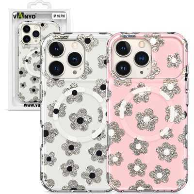 Funda para iPhone 16 Pro Max – Diseño Floral con Flores Brillantes, Compatible con MagSafe, Protección Antigolpes