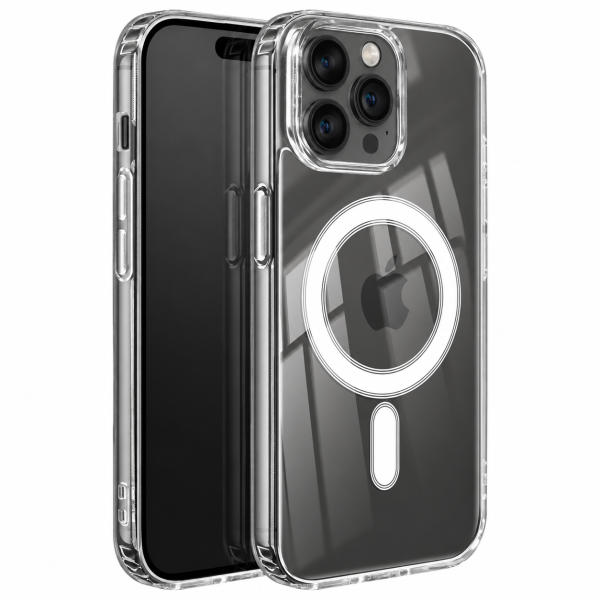 Estojo magnético transparente para iPhone 15 Pro