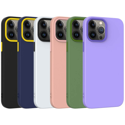 Estojo de silicone líquido com moldura colorida para iPhone 13 Pro Max