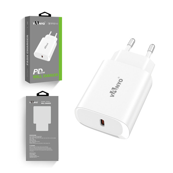 Type-C Charger 20W White Adapter with Type-C Fast Charger connection