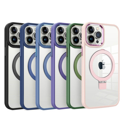 Estojo magnético para iPhone 14 Pro com suporte de metal