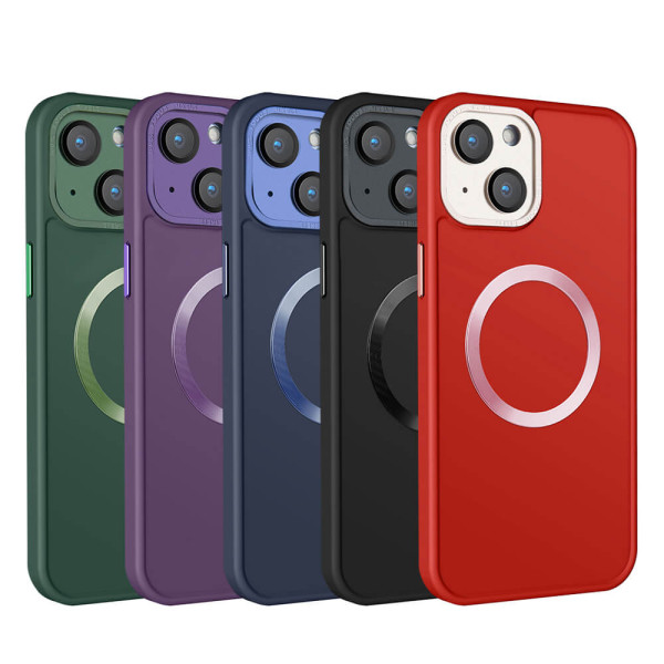 Solid color semi-rigid MagSafe case for iPhone 13