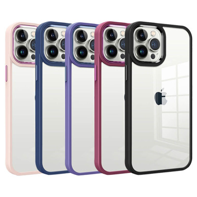 Funda Transparente Con Borde Color Solido Para iPhone 12 Pro Max