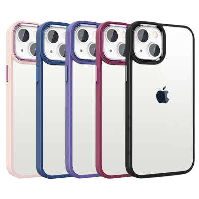 Transparent Case with Solid Color Edge for iPhone 14 Plus