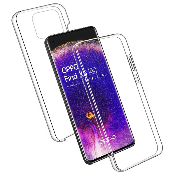 Estojo transparente frente e verso para Oppo Find X5 Pro