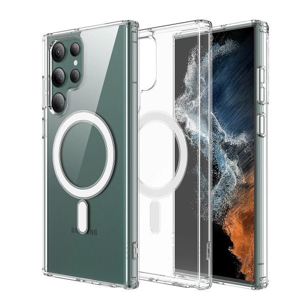 Estojo magnético transparente para Samsung S22 Ultra